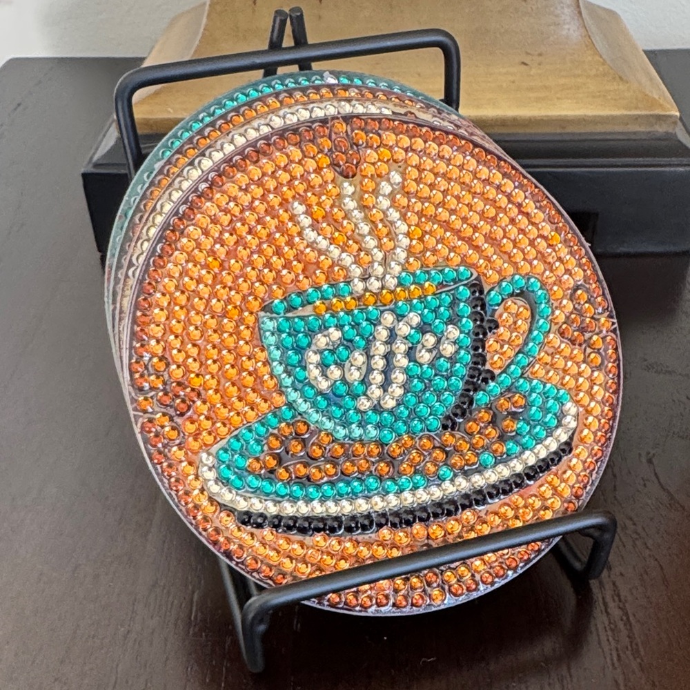 Gift-Ready Coffee Coaster Set w/Holder – Kitchen & Hostess Gift – Set of 4 - Picture 6 of 6